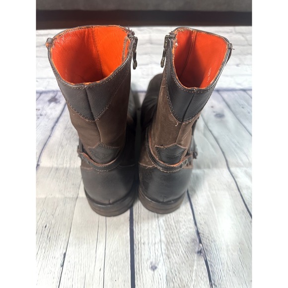 Mark Nason 67179 Ankle Zip Distressed Leather Metal Cross Brown Boots Mens Sz 11 - Picture 3 of 10